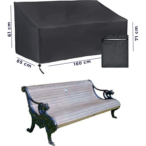 Dapetz ® Garden Furniture Cover for 2 Seater Sofa Garden Bench Seat Cover a Water Repellent, Windproof, Anti-UV, 420D Polyester Outdoor Furniture Covers Sofa 160x85x61/71cm - Black (1/5)