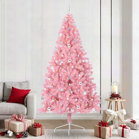 vidaXL Árbol de Navidad Artificial Preiluminado Rosa 240 cm PVC (1/5)