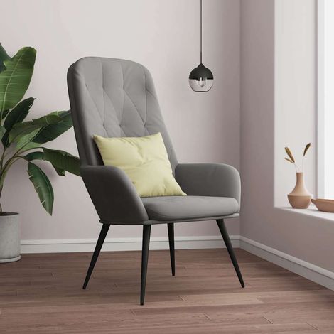 vidaXL Chaise de relaxation Gris clair Velours (1/5)