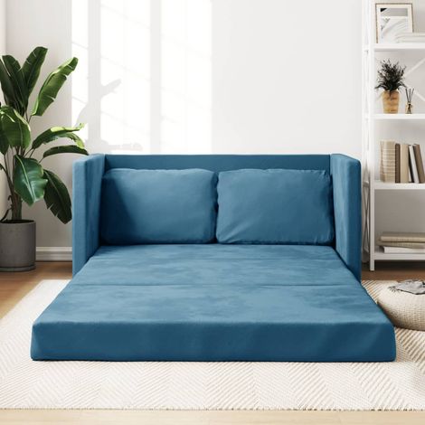 Canapé-lit,Canapé convertible 2 en 1 bleu 122x204x55 cm velours CFW48509 (1/5)