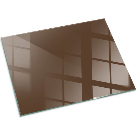 Plaque Rectangulaire de protection de sol en verre trempé pour cheminée et poêle à bois pare-feu contre les étincelles Couleur Marron 80x60 cm (1/5)