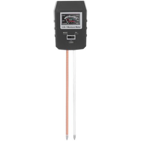 3-in-1 soil analyzer with large display – Measures pH, moisture and light – Black