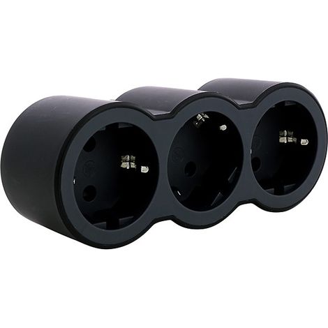 PRISE ADAPTATEUR TRIPLE 3TX2P+T 16A FRONTAL NOIR
