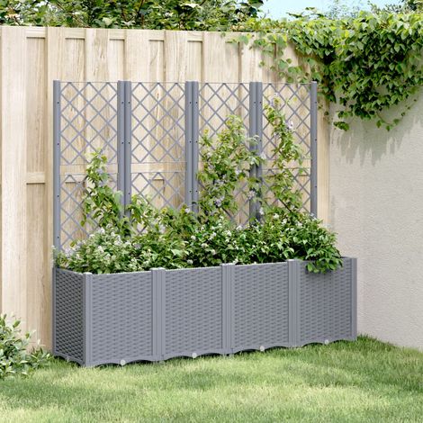 Jardinière avec treillis gris 160x40x140 PP (1/5)