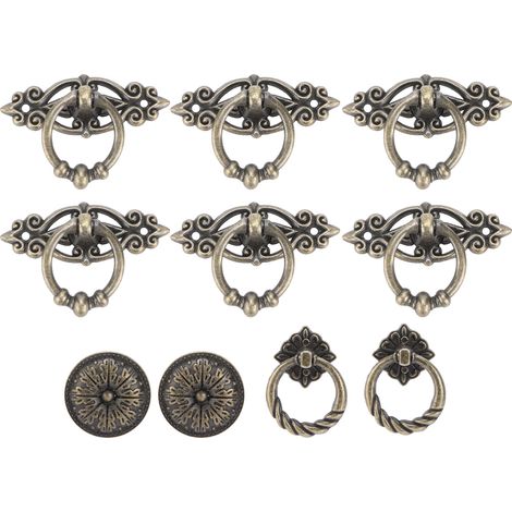 Lot de 10 poignées de tiroir en alliage, style vintage, pour cuisine, salle de bain, placard ou armoire. (1/5)