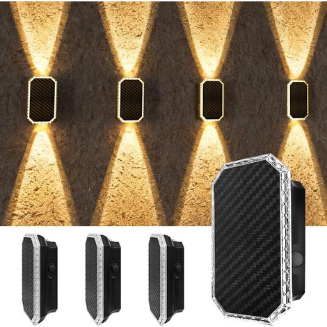 Applique Solaire Extérieur, Lot de 4 Lampe de Clôture Solaire LED lumiere Murale avec 3000K/4000K/6000K pour Escalier Extérieur, Cour, Jardin et Clôture Décoration (1/5)