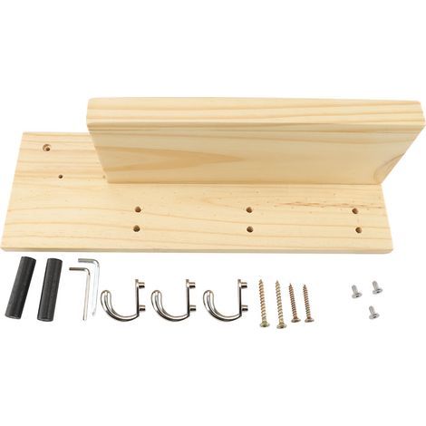 Etagère Murale - Avec 3 Crochets - En Bois - Pour Entrée Salle De Bain Couloir - 1 Pièce
