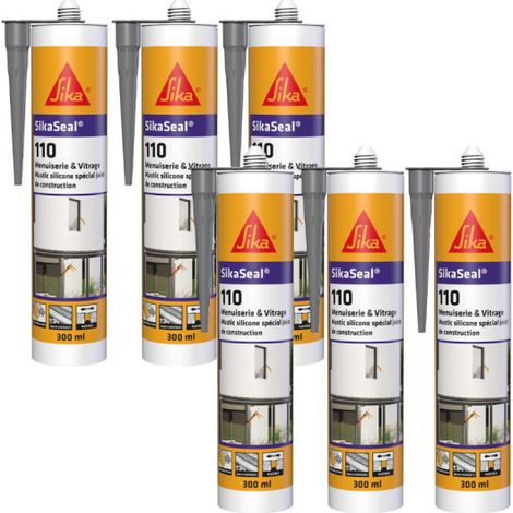 6er-Set Silikon-Dichtstoffe SIKA SikaSeal 110 Tischlerei &amp Verglasung - Grau - 300ml