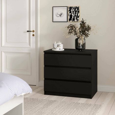 Dmora - Cajonera Aglae, Cómoda multiusos, Cómoda de dormitorio, Gabinete con cajones, 77x50 h70 cm, Negro (1/5)