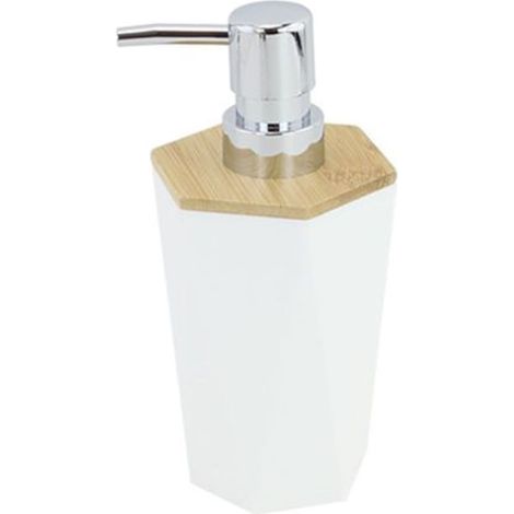 Cleafe - Dispenser Sapone Liquido A Cilindro Esagonale Geometrico Bianco Legno Da Bagno 10836 - (1/3)