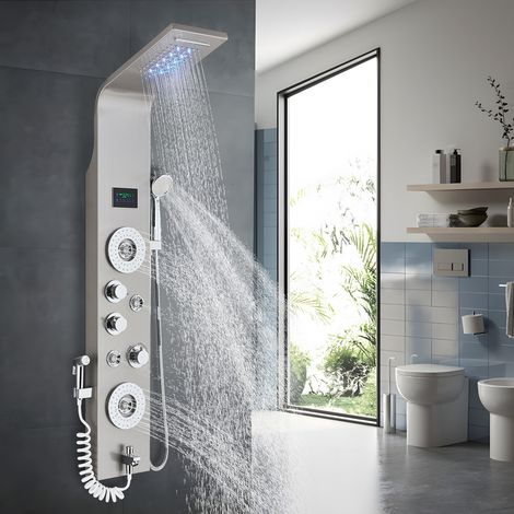Suguword – Colonne de douche hydromassante en acier inoxydable 304 – 6 modes de douche – Affichage LCD – Installation facile (1/5)