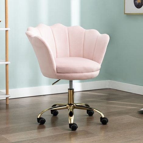 Wahson Chaise de Bureau en Velours,Chaise Bureau à Roulettes Réglable en Hauteur Fauteuil de Bureau pour Salon et Chambre, Velours, Rose Clair (1/5)