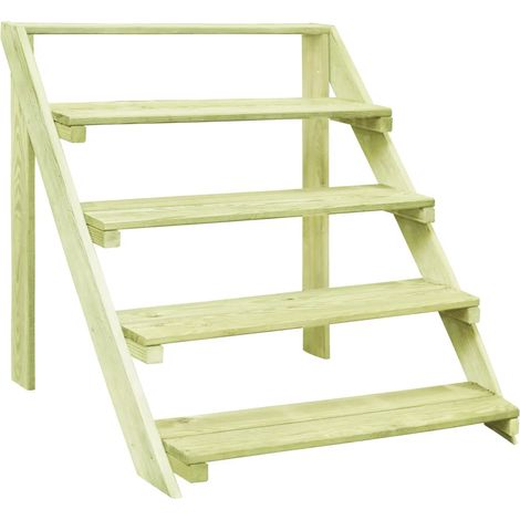 Support pour plantes extérieur 80 x 80 x 80 cm 5 niveaux durable design contemporain en pin massif naturel (1/5)