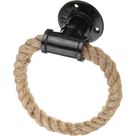Porte-Serviette - Corde de Chanvre - Support Mural Anticorrosion - Pour Salle de Bain Cuisine Douche - 1 Pièce (1/5)