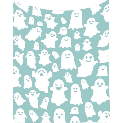 Couverture Flanelle Fantôme Halloween - 100 x 130 cm - Pour Canapé Lit Pique-Nique Camping - 1 Pièce (1/4)