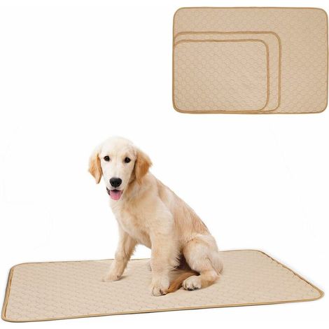 DEESSE SHOP - Tapis d'entraînement lavable pour chiot Tapis pour animaux de compagnie Couverture anti-dérapante réutilisable pour chien/chat/lapin (S, Beige) (1/5)