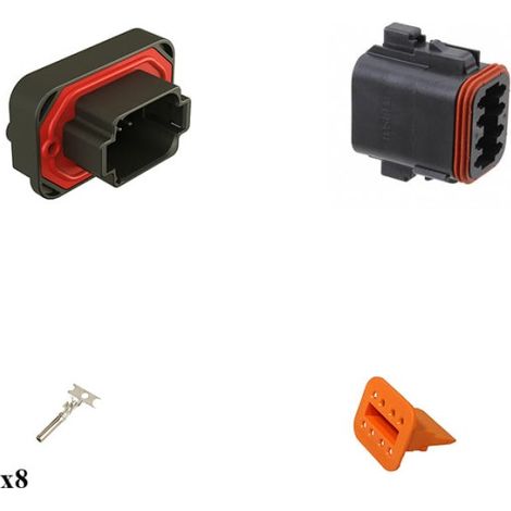Kit connettore serie DT15 femmina 8 vie da C.S. Nero