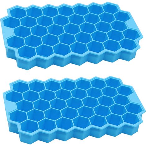 2 bacs à glaçons, un moule à glaçons en silicone avec couvercle hermétique et un moule à glaçons hexagonal sécurisé. (1/5)