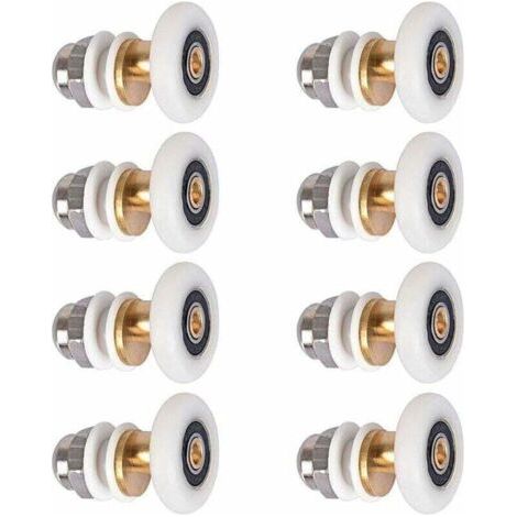 Roulette Porte Douche, Roulettes De Porte Coulissante Cabine De Douche Porte Poulies Roue De Rechange Pour Rouleau Avec Diamètre De Roues 27mm, 8 Pièces (1/5)
