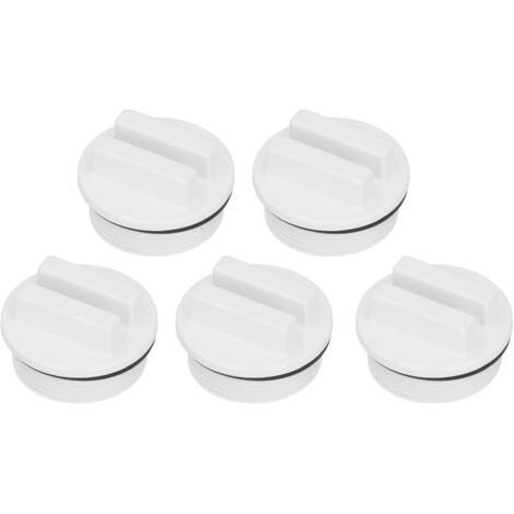 Lot de 5 bouchons de vidange filetés de 1,5 pouce pour tuyaux de retour de piscine ou de spa, avec joints toriques pour l'entretien hivernal et la filtration.