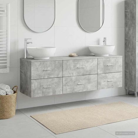 vidaXL Bathroom Furniture Set 3 pcs Concrete Grey 161 x 44.5 x 80 cm (1/5)