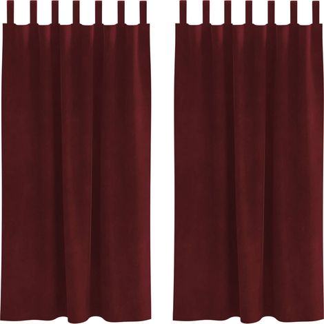 Rideaux occultants 2 pcs Bordeaux 140 x 175 cm Velours (1/4)