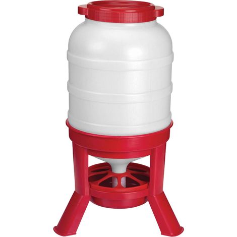 Mangeoire à siphon sur pieds 40 kg – Abreuvoir pour basse-cour – Acier galvanisé – Résistant aux intempéries – Pour poulailler et volaille – Gaun (1/3)