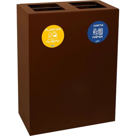 Bidone differenziata 2 scomparti 60 litri corten (1/5)