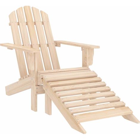 Chaise de jardin - Chaise d'extérieur pour terrasse/jardin Adirondack avec pouf Bois de sapin solide BV673887 - BonneVie (1/5)
