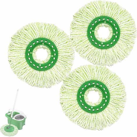 Set of 3 replacement heads for Libman Tornado Spin Mop - Machine washable - Microfiber - Green (1/5)
