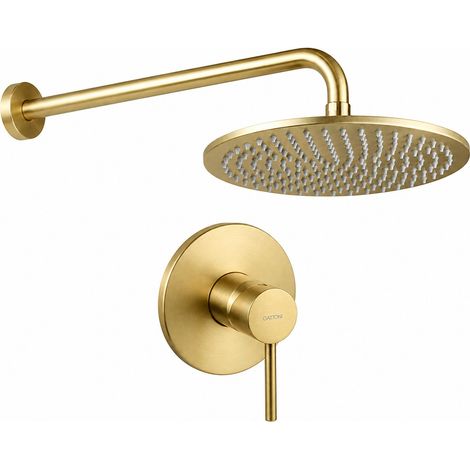 Kit de douche en or brossé complet avec pomme de douche et bras de douche Gattoni Easy 1491/PDSG  Or brossé