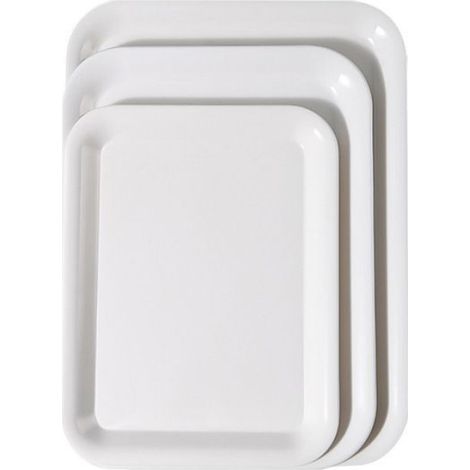 Ensemble de plateaux en plastique réutilisables - - Trois pièces - Blanc - 14x18x1,8 cm - 19,8x25,4x1,3 cm (1/5)