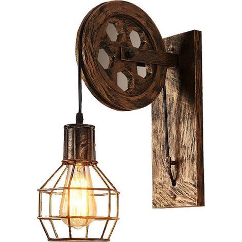 Vintage LED-Wandleuchte aus Metall – E27-Fassung in antikisiertem Metallkäfig – Für Bars, Restaurants und dekorative Beleuchtung (1/5)