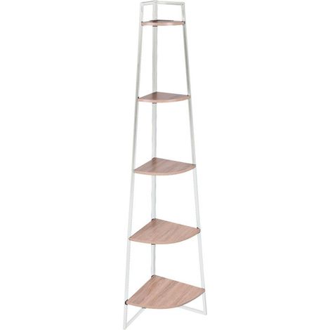 Etagère d'angle en bois et métal "La Casa Blanca" - Blanc - H 180 x P 36 x L 36 cm - Livraison gratuite (1/5)