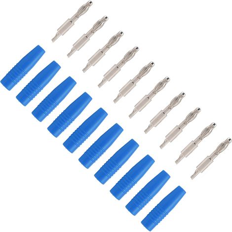 Lot de 10 fiches bananes mâles à souder de 4 mm (22,040) pour multimètre, cordons de test, haut-parleur bleu. (1/5)