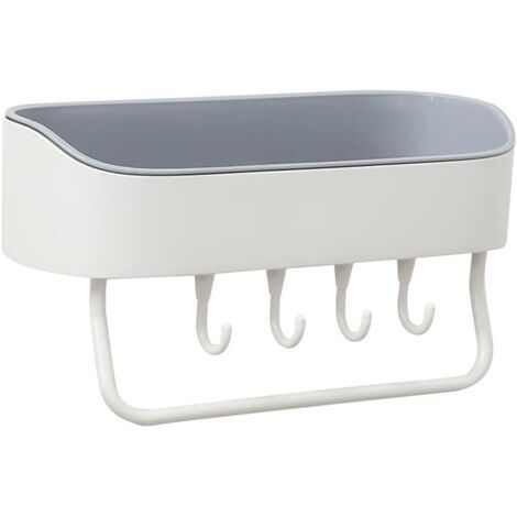 QORVA-Étagère de rangement pour salle de bain, gris, 27 x 10,5 x 11 cm, sans perçage, pour porte de salle de bain, gel douche avec crochet