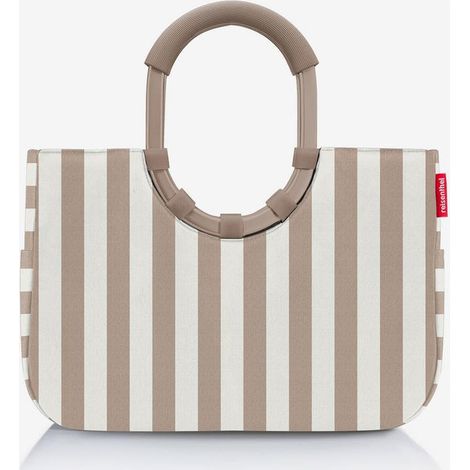 Reisenthel OS6056 Loopshopper M Borsa shopper in tessuto di bottiglie PET riciclate con scomparti e maniglie imbottite colore Summerstripes Coffee