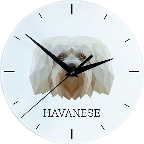 Havanese - orologio da parete geometrico con foto e iscrizione di Art-Dog (1/4)
