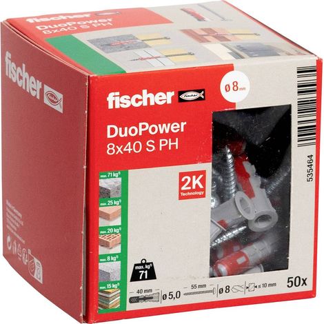Fischer 535464 DUOPOWER 8x40 S PH LD Tassello a 2 componenti 40 mm 8 mm 50 pz.