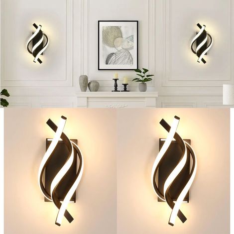 Lot de 2 appliques murales LED spirale modernes, aluminium, 3000K, chambre (1/5)