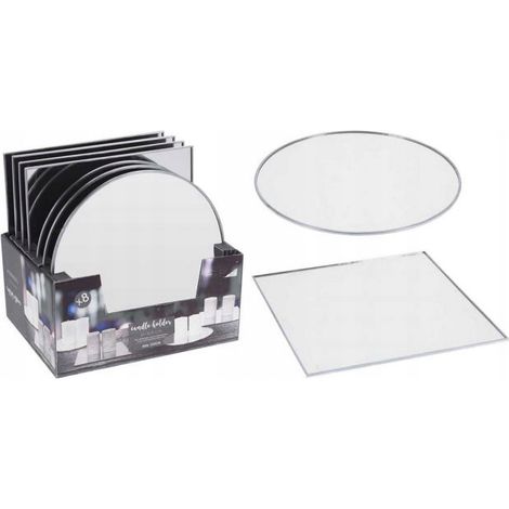 Portacandele a specchio, argento, 25 cm