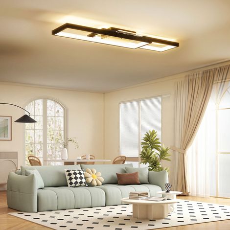 Plafonnier LED rectangulaire 43W 4600LM, lampe de plafond 3000-6000K avec télécommande, 70x30 cm, noir (1/5)