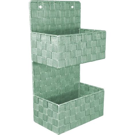 Portaoggetti da parete in stoffa con 2 Ripiani con mis. 25x15x46 cm - Ideli per il bagno - VERDE SHABBY (1/5)
