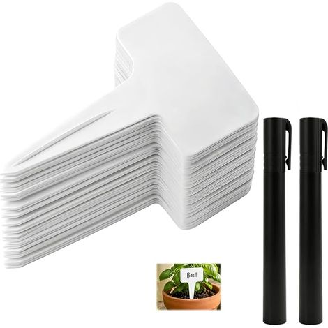 T Type Garden Labels Plastic Plant Labels for Vegetable Garden, Seedlings, Flowers, Herbs, Fruits (1/5)