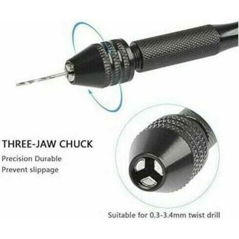MIni perceuse main Twist Drill Bits +25 micro forets hlicodaux sans fil en Aluminium Pin Vise Outils Rotatifs forets hlicodau Femeo (1/4)