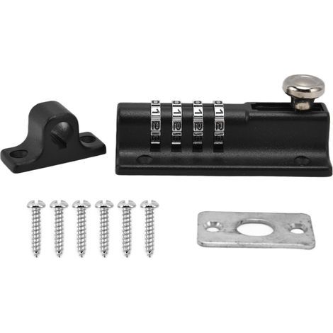 Zahlenschloss mit Riegel, sicherem Passwort, langlebiger, rostbeständiger Beschichtung, 4-stelliger Zahlencode für Pooltore, Zäune, landwirtschaftliche Flächen, schwarz (1/5)