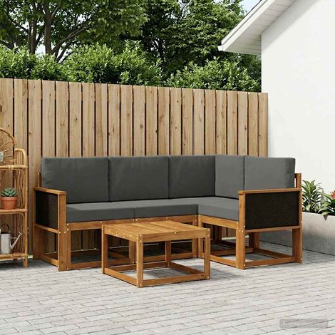 vidaXL Outdoor-Sofagarnitur 5 Stk. Natur und Anthrazit Polyester (1/5)