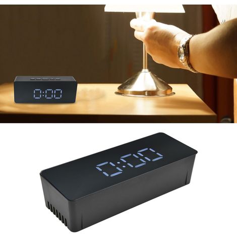 LED-Digitalwecker, multifunktionaler elektronischer Wecker, Spiegelwecker, USB-betrieben, schwarz (1/5)