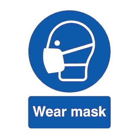 Panneau obligation, avec pictogramme : Masque obligatoire "Wear Mask" , en Plastique rigide PP ( Prix pour 1 )