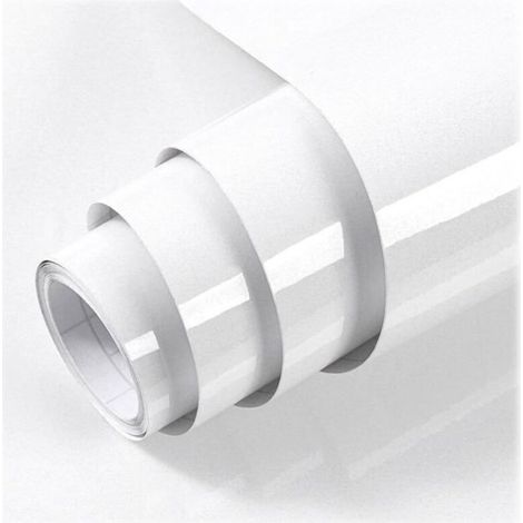 Papier Adhesif pour Meuble Blanc Brillant 40X300cm,Papier Peint Adhesif pour Meuble,Imperméable Vinyle Autocollants Meubles (1/5)